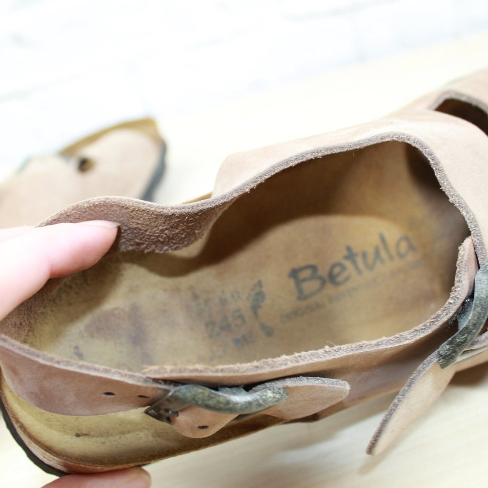 BIRKENSTOCK Betula Brown Leather Triple Buckle Ankle Strap Sandals L 7 / M 5 - Picture 7 of 10